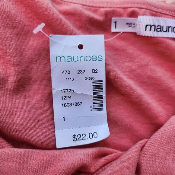 NWT Maurices Womens Cami Tank Top Coral Pink Lined Lace Stretch Boho Plus 1 1X - Picture 7 of 11